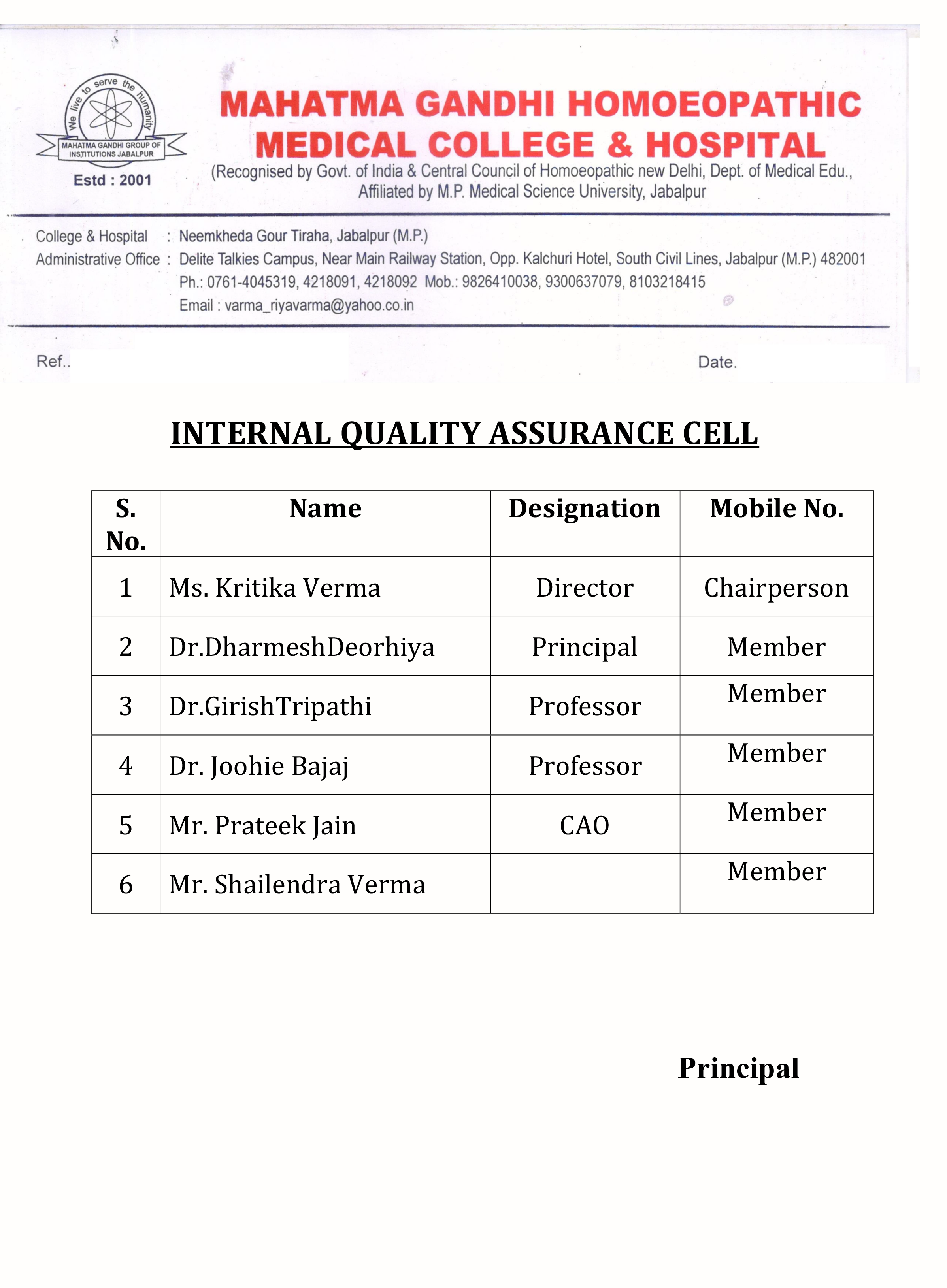 Mahatma Gandhi Homoeopathic Medical College & Hospital Anti-Ragging Committee